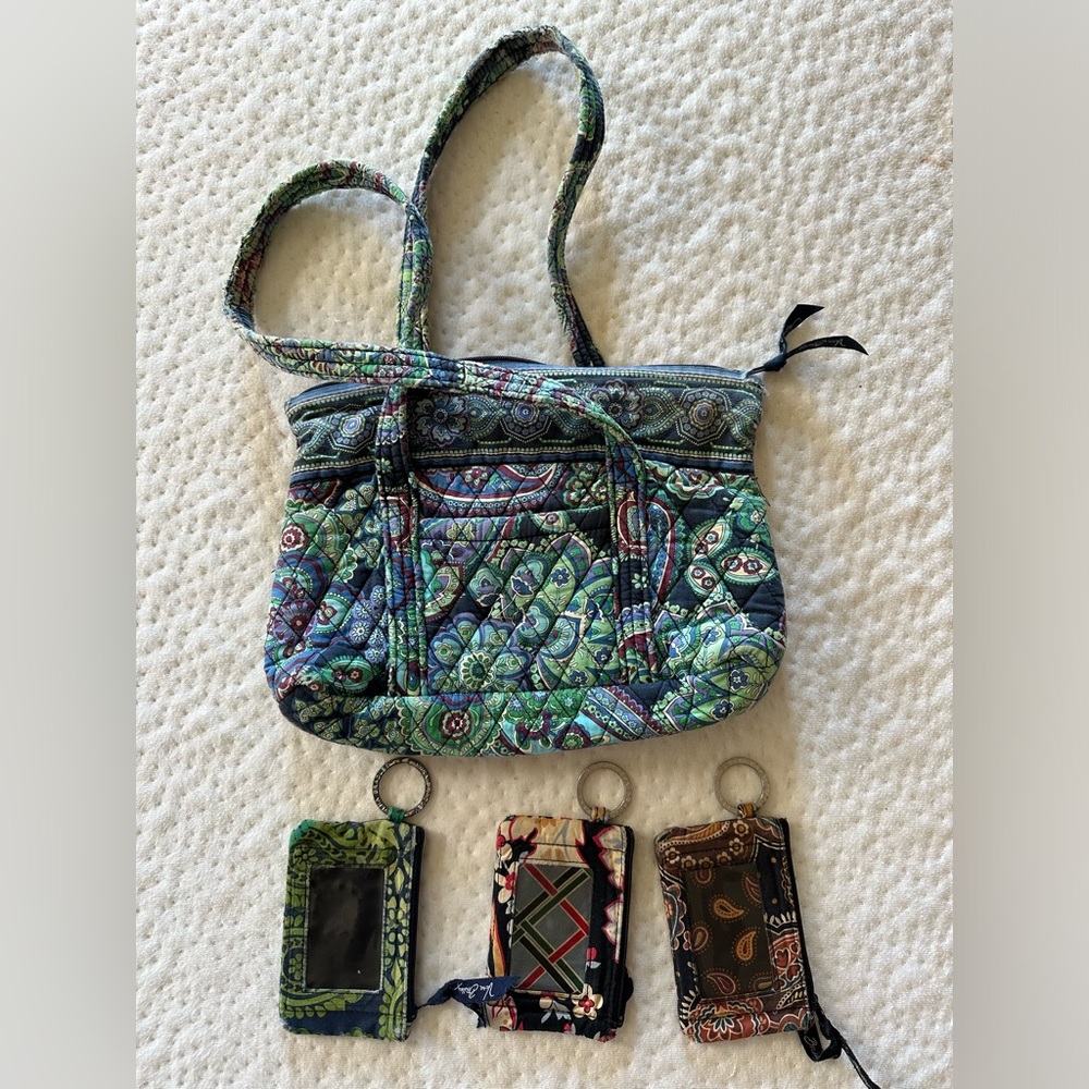 EXTREMELY Well Loved Vera Bradley purse and 3 wallets